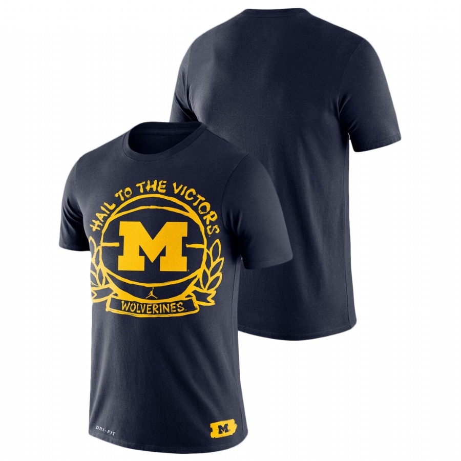 Michigan Wolverines Men's NCAA Navy Nike Crest Performance College Basketball T-Shirt RHP8749BJ